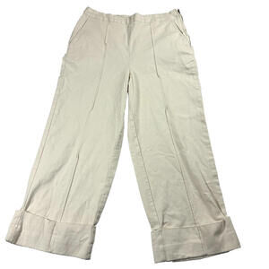 Rachel Comey Pants Womens 12 Wide Leg Cuffed Cream Casual Minimalist High Rise